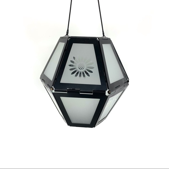 Frosted Glass and Black Metal Collapsable Hanging Tea Light Lantern - Picture 5 of 16
